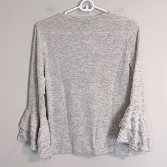 Saks fifth Avenue grey lightweight wool blend three-quarter sleeve sweater - Picture 5 of 6